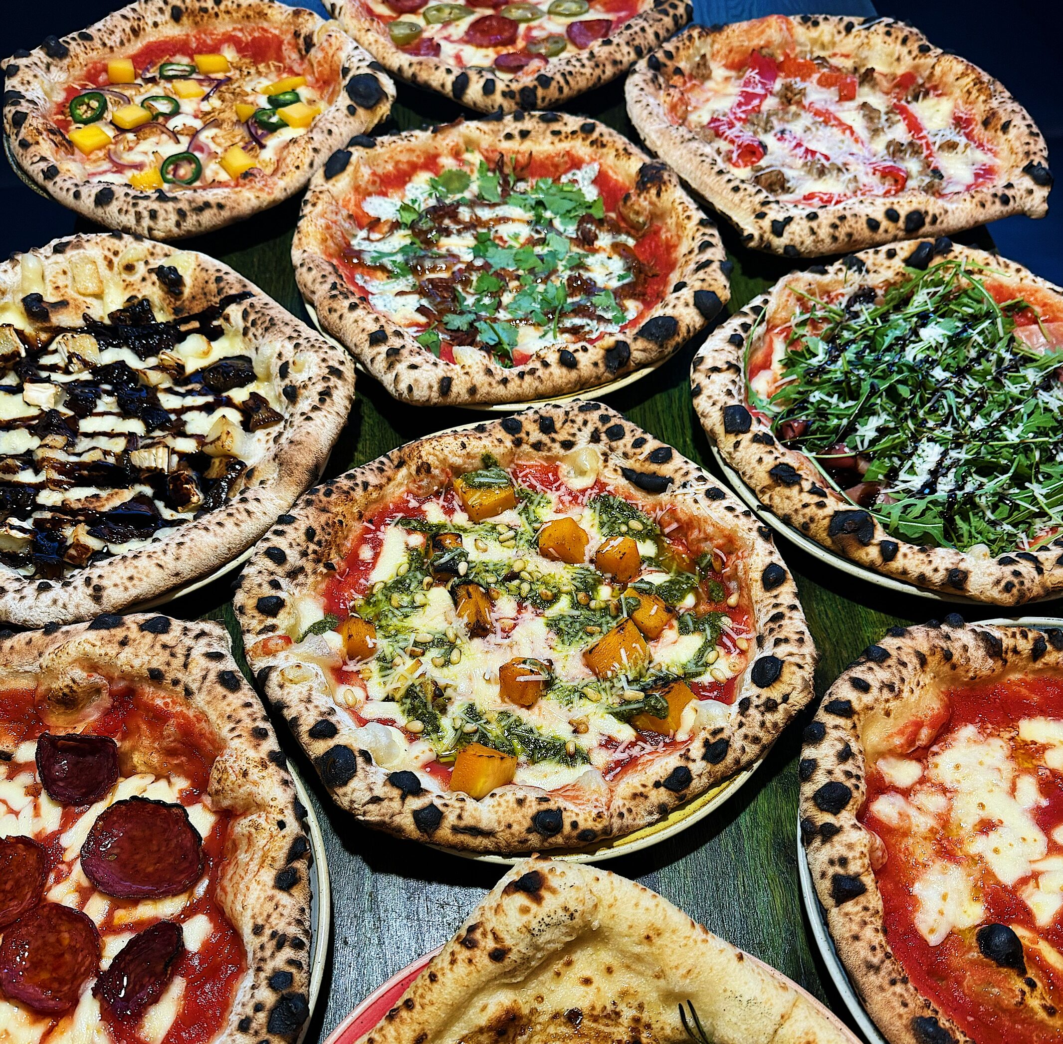 Full pizza spread